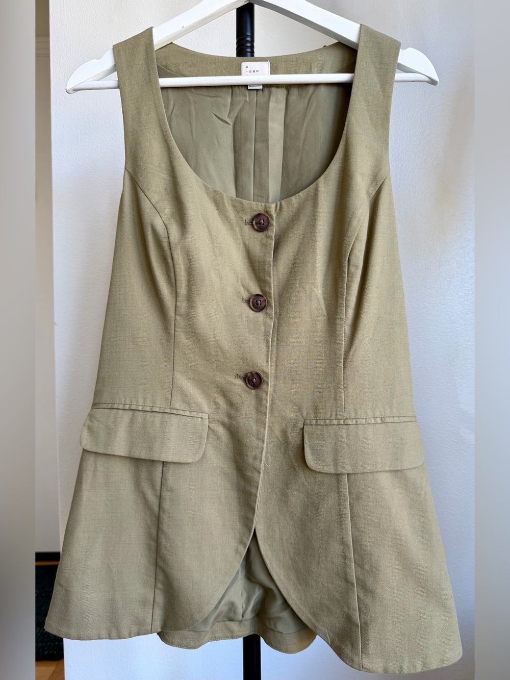 a new day Olive Green Sleeveless Button Front Vest